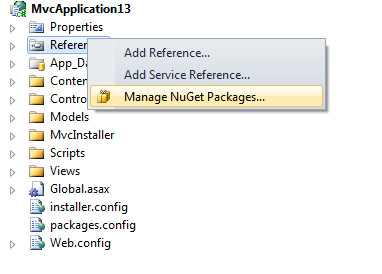 Manage NuGet Packages menu item