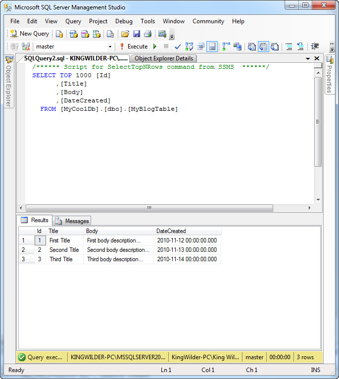 my database schema installed and data inserted